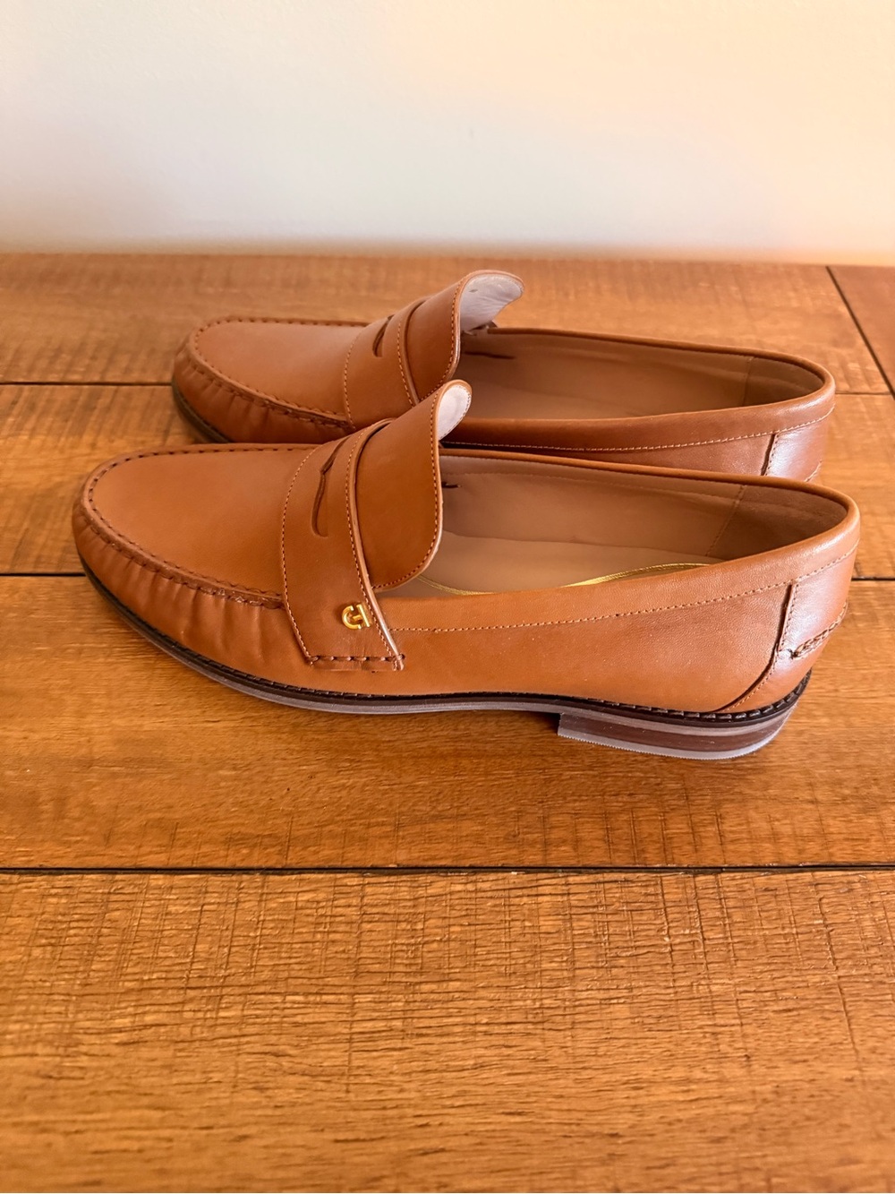 Cole Haan Women's Tan Leather Penny Loafers - Picture 7 of 10